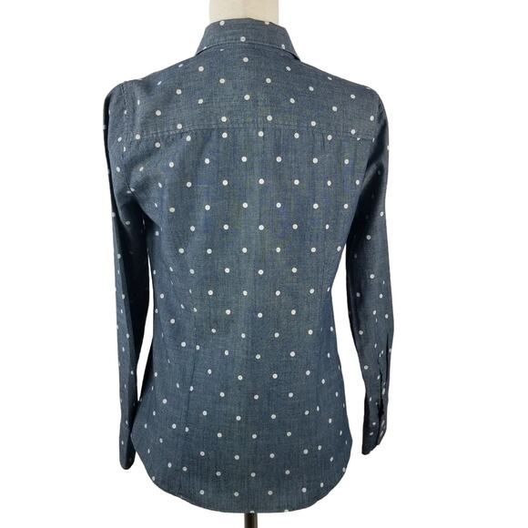 J Crew The Perfect Shirt Blue White Dot Fitted Button Down Very Good! Size XS - Picture 2 of 7